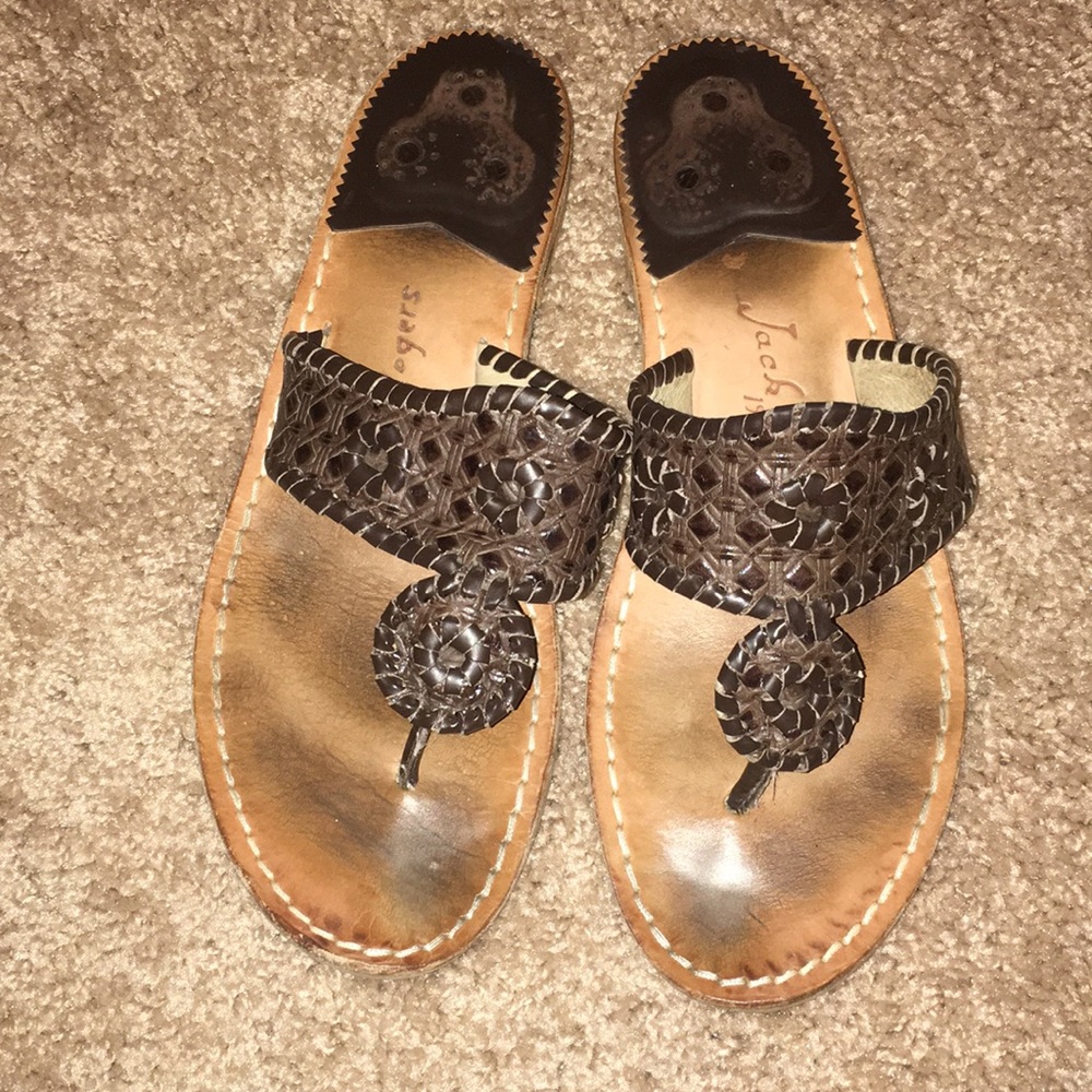 Jack Rogers Brown Woven Leather Sandals